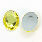 Plastic Flat Back Foiled Rose Cut Rhinestone - Oval 25x18MM JONQUIL