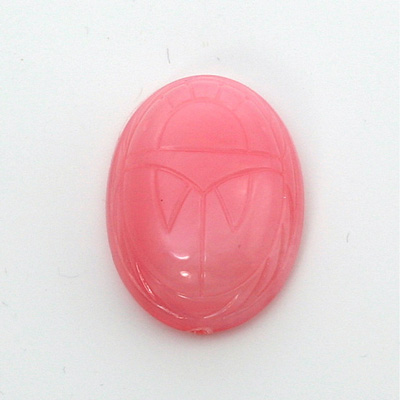 German Plastic Flat Back Scarab - Oval 25x18MM ROSE QUARTZ