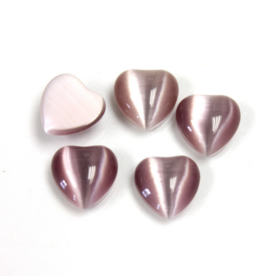 Fiber-Optic Flat Back Cabochon - Heart 10MM CAT'S EYE LT PURPLE