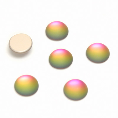 Glass Medium Dome Foiled Cabochon - Coated Round 09MM MATTE VITRAIL MED