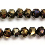 Czech Glass Fire Polished Bead - Rondelle Disc 8x6MM IRIS BROWN