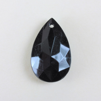 German Plastic Pendant - Opaque Faceted Pear 30x20MM JET