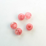 Czech Pressed Glass Large Hole Bead - Round 08MM MOONSTONE PINK