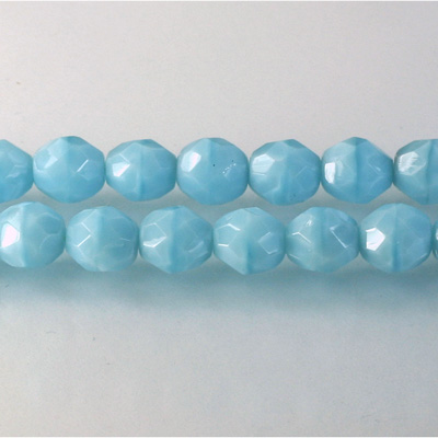 Czech Glass Fire Polish Bead - Round 08MM MOONSTONE AQUA