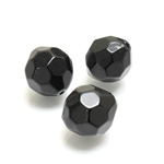 Plastic Bead - Opaque Faceted Round 14MM JET