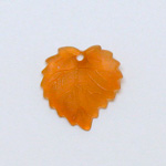 German Plastic Carved Leaf with Hole 16MM MATTE SMOKE TOPAZ