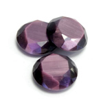 Fiber-Optic Flat Back Stone with Faceted Top and Table - Round 18MM CAT'S EYE PURPLE