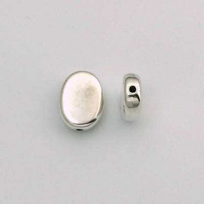 Metalized Plastic Smooth Bead - Oval Lentil 12x10MM SILVER