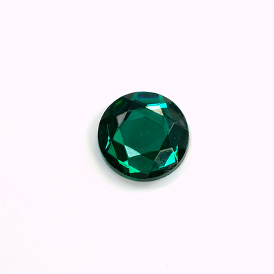 Glass Flat Back Rose Cut Fancy Foiled Stone - Round 13MM EMERALD