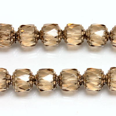 Czech Glass Fire Polished Bead - Cathedral 08MM CRYSTAL LT SMOKE TOPAZ