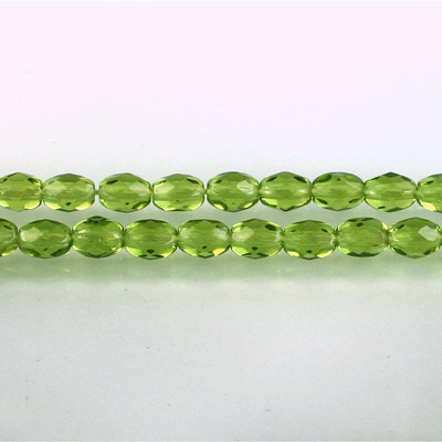 Czech Glass Fire Polish Bead - Oval 06x4MM OLIVINE