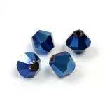 Chinese Cut Crystal Bead - Bicone 08MM METALLIC BLUE COAT