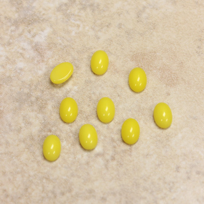 Glass Medium Dome Opaque Cabochon - Oval 06x4MM YELLOW