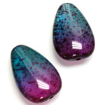 Plastic Bead - Two Tone Speckle Color Flat Pear 30x20MM BLUE PURPLE