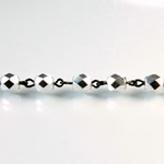 Linked Bead Chain Rosary Style with Glass Fire Polish Bead - Round 6MM SILVER-JET