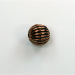 Metalized Plastic Bead - Ribbed Round Melon 10MM ANT COPPER