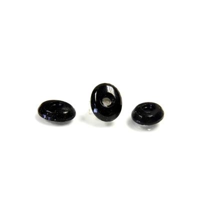 Glass Flat Back Low Dome Buff Top Cabochon - Drilled Oval 10x8MM JET