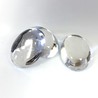 Plastic Flat Back Foiled Cabochon - Oval 18x13MM CRYSTAL