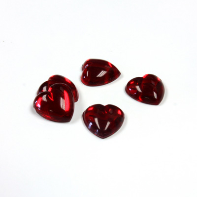 Plastic Flat Back Foiled Cabochon - Heart 11x10MM RUBY