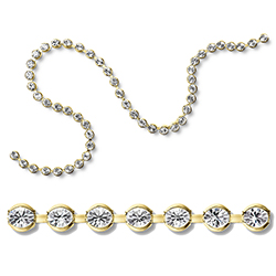 Preciosa MAXIMA Crystal Bezel Chain - PP24 (SS12)  CRYSTAL-GOLD plated on Brass