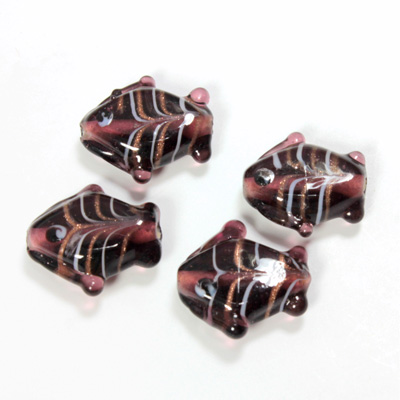 Indian Glass Lampwork Bead - Fish Small DARK AMETHYST