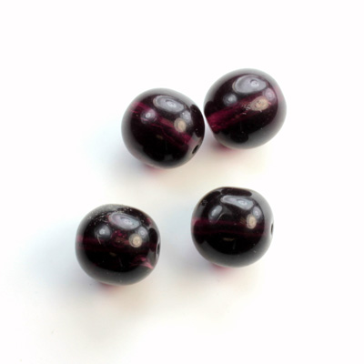 Czech Pressed Glass Bead - Smooth Round 12MM AMETHYST