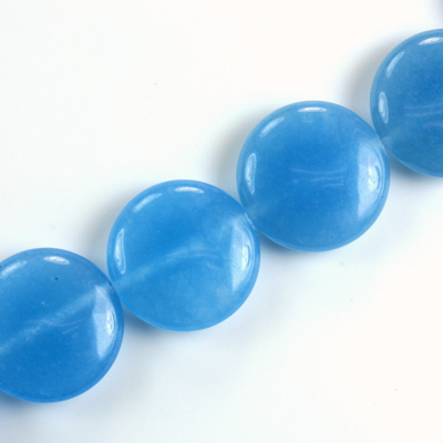 Gemstone Bead - Smooth Round Lentil 18MM Dyed QUARTZ Col. 12 CALCEDON