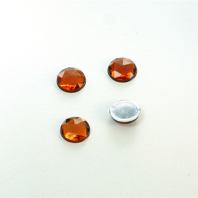 Plastic Flat Back Foiled Rauten Rose Rhinestone - Round 08MM SMOKE TOPAZ