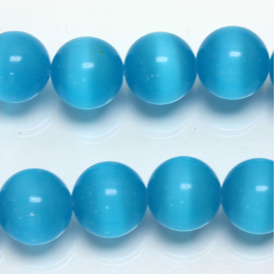 Fiber-Optic Synthetic Bead - Cat's Eye Smooth Round 12MM CAT'S EYE AQUA