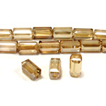 Chinese Cut Crystal Bead - Rectangle 08x4x4MM AMBER GOLD COAT