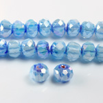 Chinese Cut Crystal Bead - Rondelle 06x8MM LUMI BLUE CANE