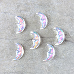 Glass Flat Back Moon - 08MM CRYSTAL AB Foiled