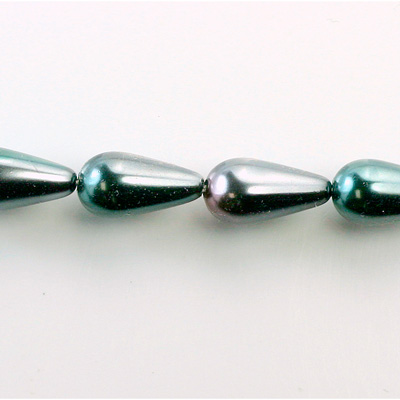 Czech Glass Pearl Bead - Pear 15x8MM BLACK TAHITI 89031