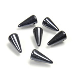 Czech Pressed Glass Bead - Smooth Spike 05x10MM HEMATITE