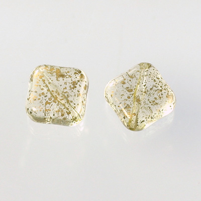 Plastic Bead - Smooth Flat Square 18x6MM GOLD DUST on CRYSTAL