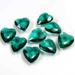 Glass Point Back Tin Table Cut (TTC) Unfoiled - Heart Shape 12x11MM EMERALD