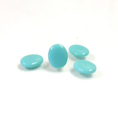 Glass Low Dome Buff Top Cabochon - Oval 10x8MM TURQUOISE