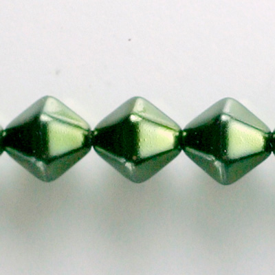 Czech Glass Pearl Bead - Hex/Lantern 12MM HUNTER GREEN 70958