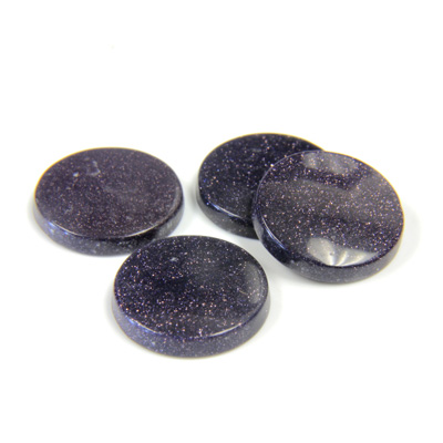 Man-made Gemstone Flat Back Single Bevel Buff Top -  Round 13MM BLUE GOLDSTONE