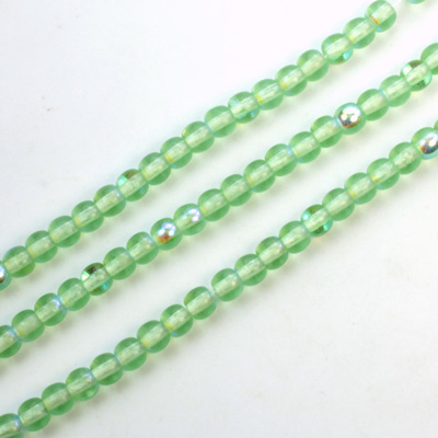 Czech Pressed Glass Bead - Smooth Round 04MM PERIDOT AB