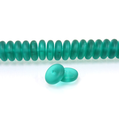 Czech Pressed Glass Bead - Smooth Rondelle 8MM MATTE EMERALD