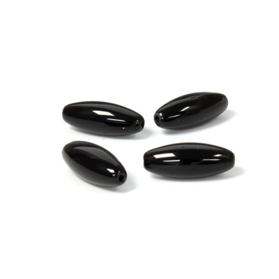 Czech Pressed Glass Bead - Smooth Oval 15x6MM JET