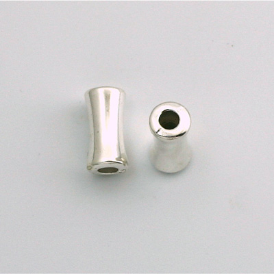 Metalized Plastic Bead - Hourglass Tube 13x7MM SILVER