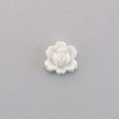 Plastic Carved No-Hole Flower - Rose 11MM WHITE