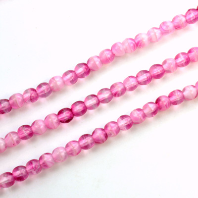 Czech Pressed Glass Bead - Smooth Round 04MM PORPHYR ROSE