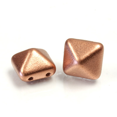 Preciosa Czech Pressed Glass 2-Hole Bead - Pyramid Studs 12x12MM MATTE COPPER