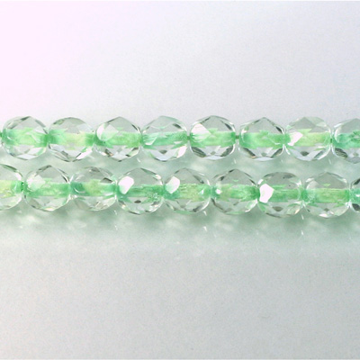 Czech Glass Fire Polish Bead - Round 06MM CRYSTAL GREEN LINE