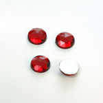 Plastic Flat Back Foiled Rauten Rose Rhinestone - Round 10MM RUBY