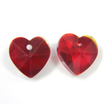 Chinese Cut Crystal Pendant - Heart 10MM SIAM RUBY