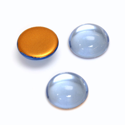 Glass Medium Dome Foiled Cabochon - Round 15MM LT SAPPHIRE